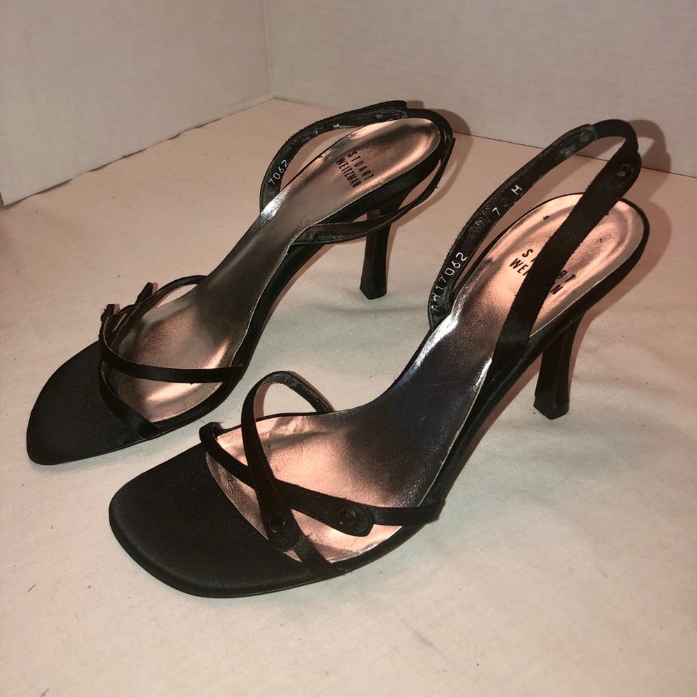 STUART WEITZMAN HEELS- BLACK/SILVER